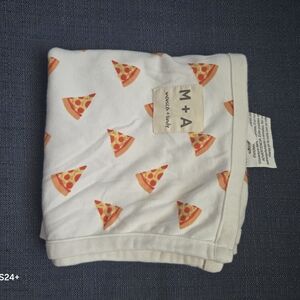 M+A Kids Pizza Print Blanket - White and Orange